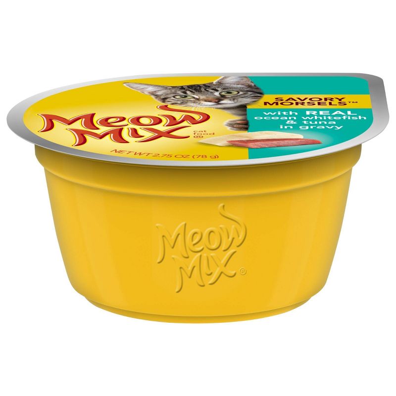 Meow Mix Savory Morsels with Ocean Whitefish & Tuna In Gravy Wet Cat Food - 2.75oz