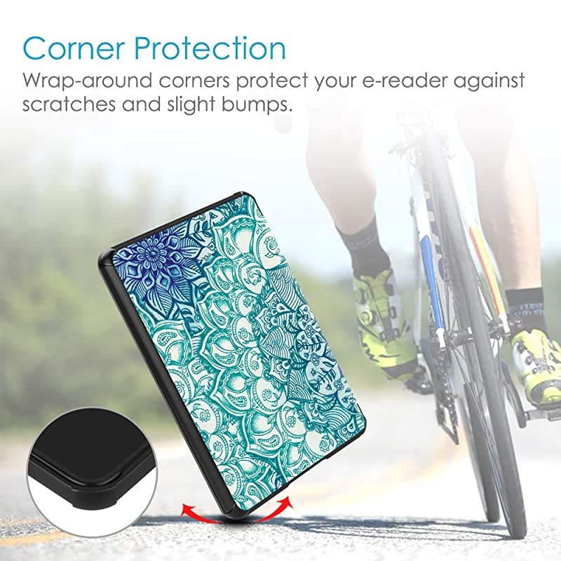 Slimshell Case for All-new Kindle Paperwhite (10th Generation, 2018 Release) - Premium Lightweight PU Leather Cover with Auto Sleep/Wake for  Kindle Paperwhite E-reader, Emerald Illusions