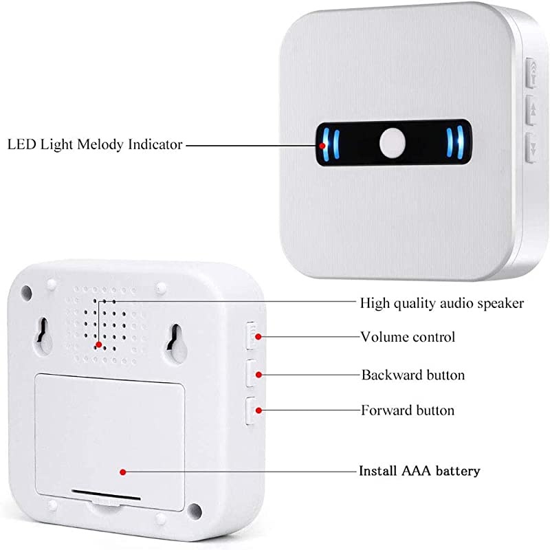 Wireless Portable Caregiver Pager/Emergency Call Button Bell/Panic Alarm System/Personal Calling Alert Help/Safety Alarm for Elderly Senior Patient Home 1 Receiver+2Call Button