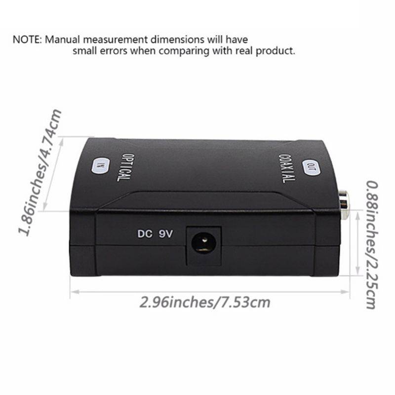 Optical TOSlink SPDIF Digital Audio to Digital Coax Coaxial RCA Converter Adapter Support Dolby AC-3,Dolby 5.1 And DTS Sound