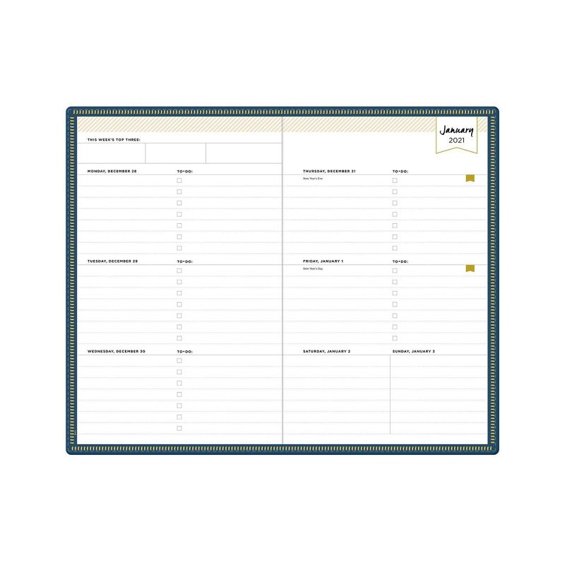 2021 Planner 5" x 8" Faux Leather Weekly/Monthly Bookbound Zip Closure Navy - Day Designer