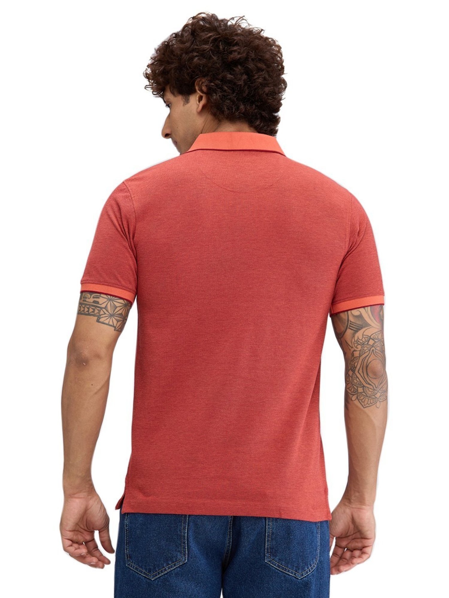 Raymond Orange Slim Fit Polo T-Shirt