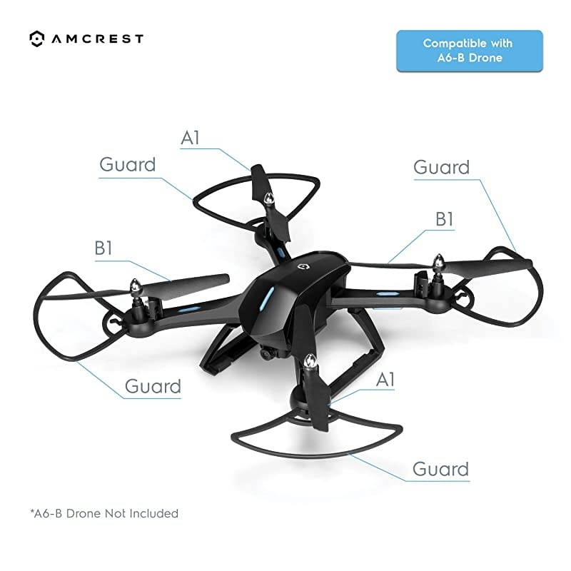 Quadcopter Drone Repair Kit, Replacement Parts for  A6-B Drones - 4 x Propeller Guards, 8 x Propeller Blades with Screws, A6PROPELLERS8-A6GUARDS4-PP