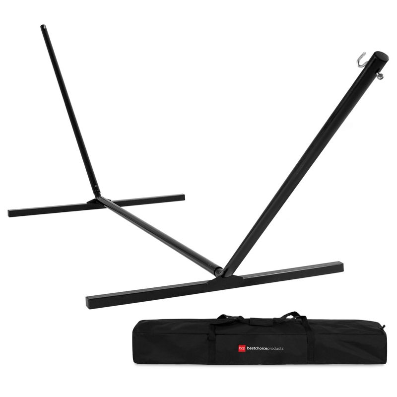 Best Choice Products 15ft Steel Beam Hammock Stand, Weather-Resistant w/ Adjustable Hanging Hooks, Carrying Case