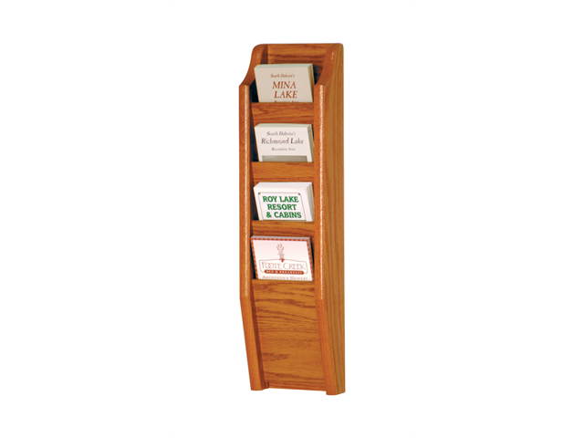 Wooden Mallet Cascade 4 Pocket Brochure Holder Display Rack Books Magazine Floor Display Rack stand Medium Oak