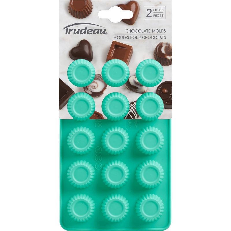 Trudeau 2pk Cupcake Chocolate Molds Aqua