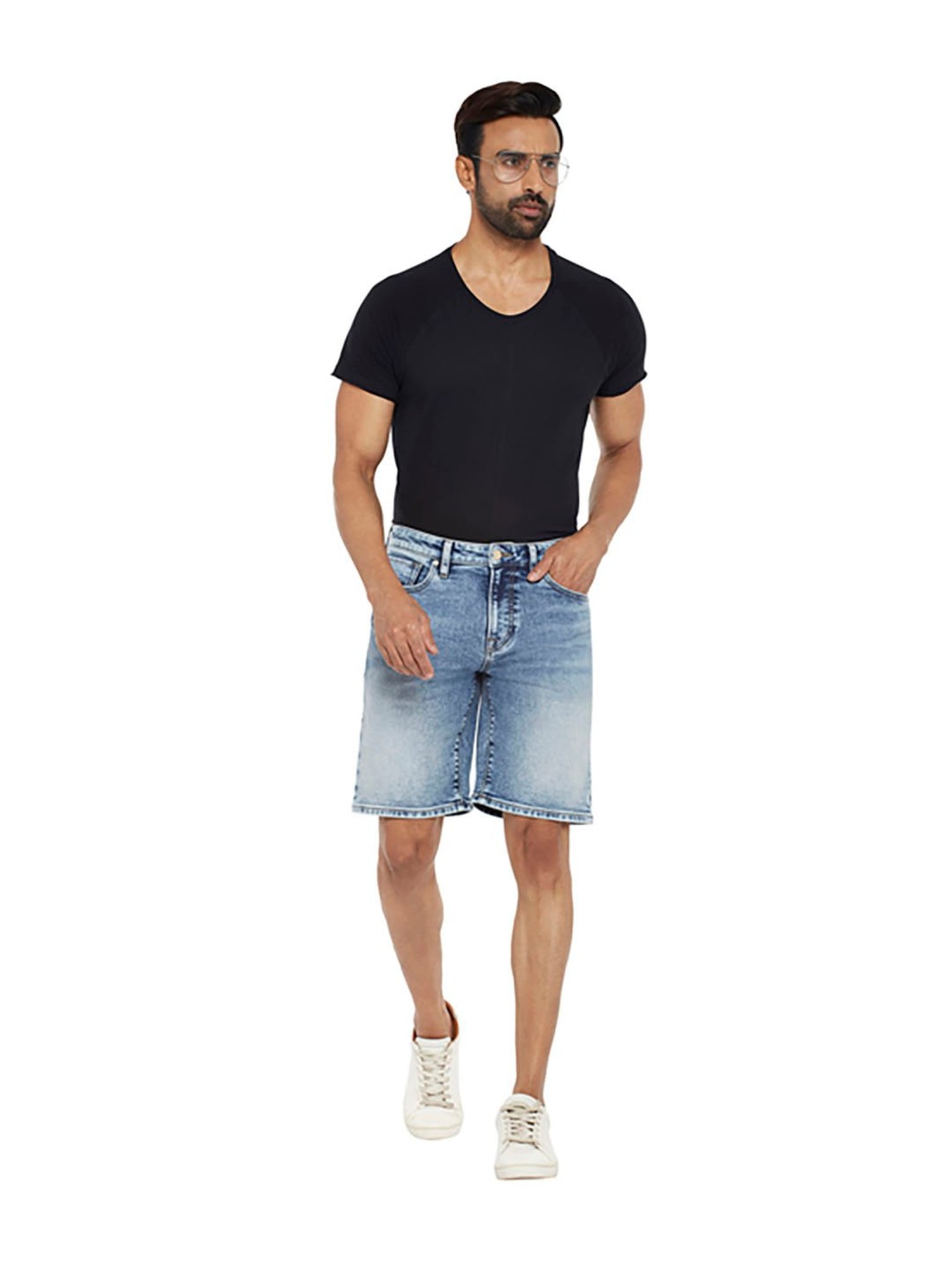 EVERBLUE Blue Midrise Shorts