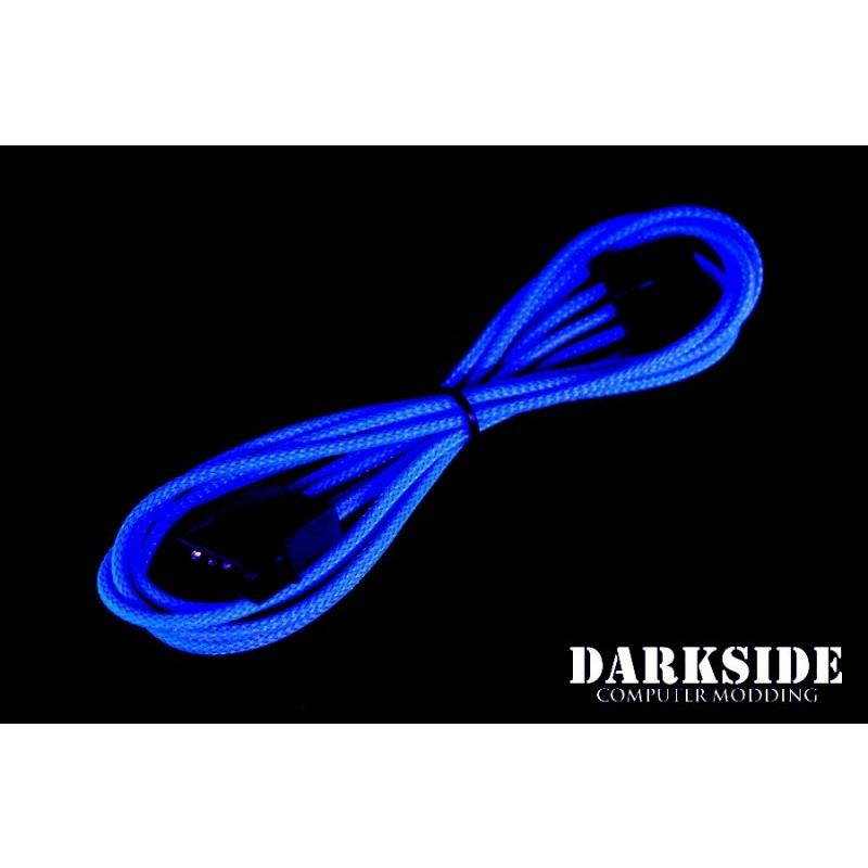 Darkside 4-Pin MOLEX 12" (30cm) HSL Single Braid Extension Cable - Blue UV (DS-0109)