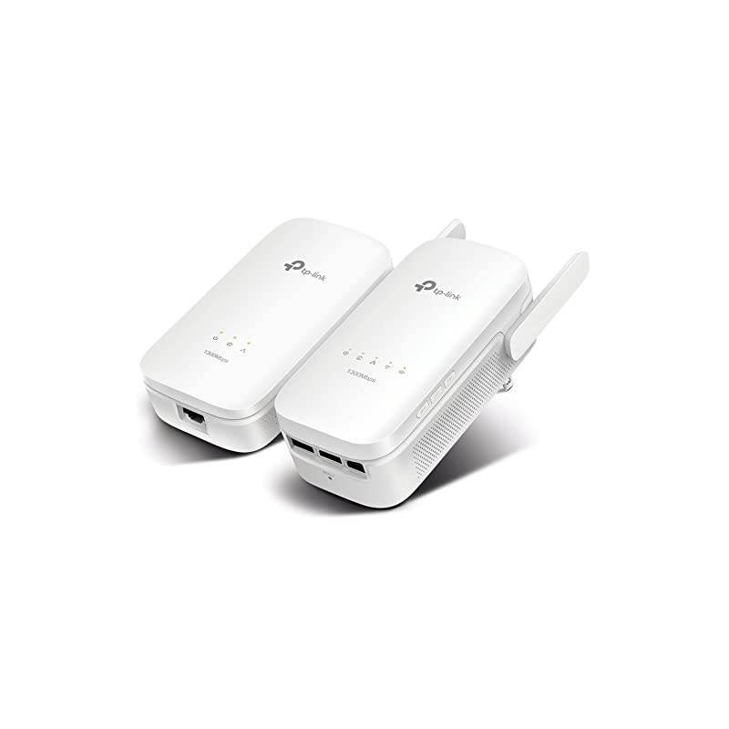 AV1300 Powerline WiFi ExtenderTLWPA8630 KIT Powerline Adapter with AC1350 Dual Band WiFi Gigabit Port 2X2 MIMO with Beamforming PlugPlay Power Saving Ideal for Smart TV