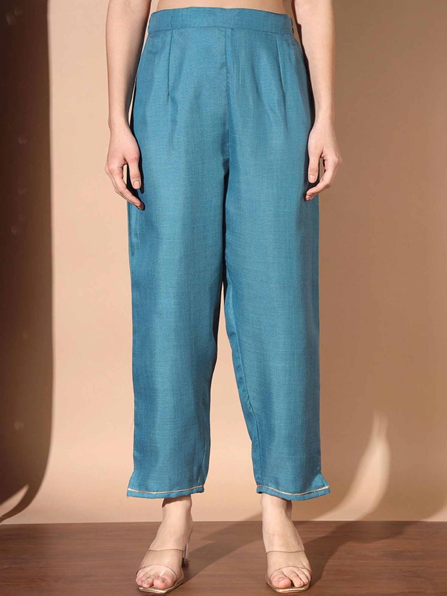 Skylee Teal Blue Embroidered Kurta Pant Set With Dupatta