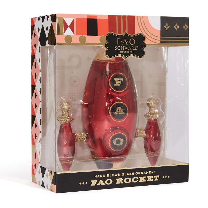 FAO Schwarz Glass Rocket Ornament