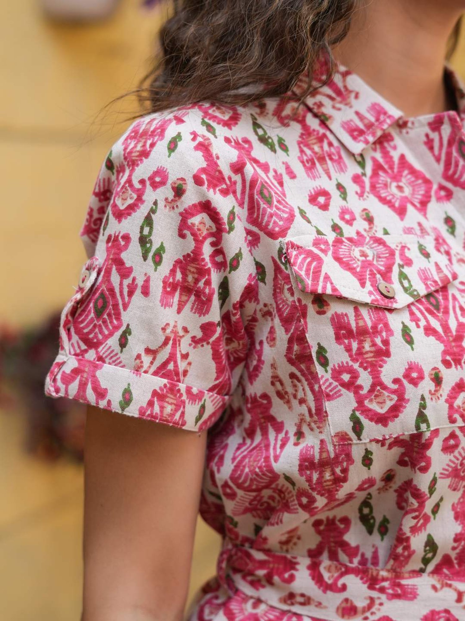 Rain and Rainbow Pink Cotton Printed Shirt & Pant Set