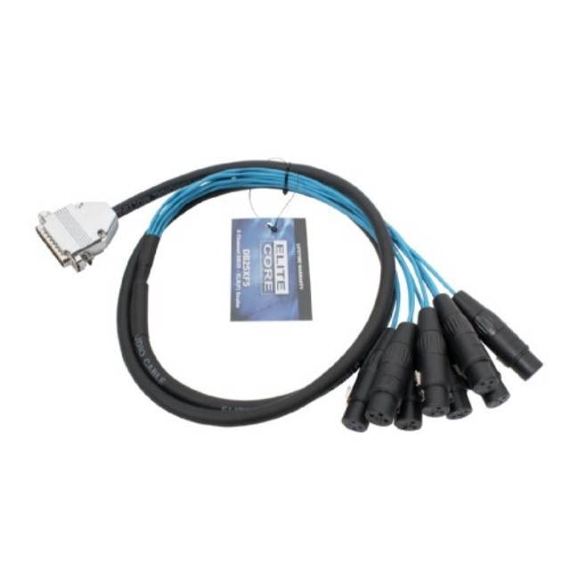 Elite Core 25-pin D-Sub to 8 XLR Female Breakout Snake Cable - 5' length