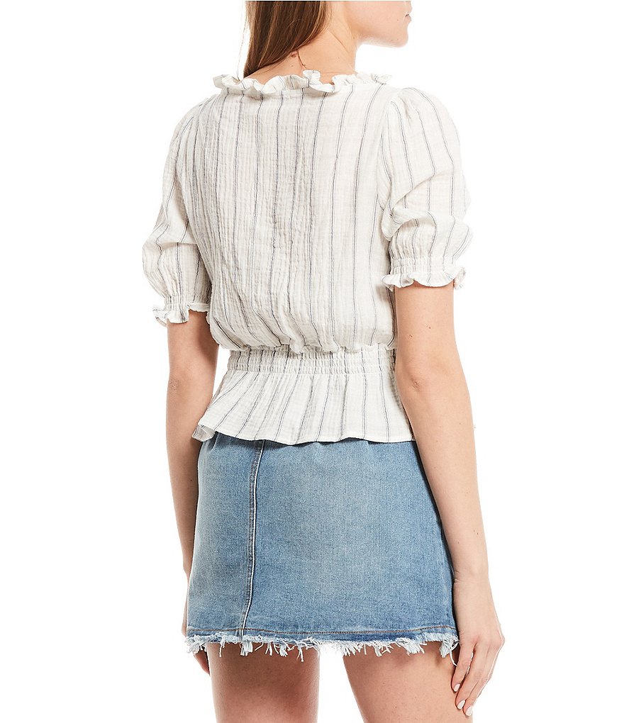 C&V Chelsea & Violet Striped Smock Waist Top