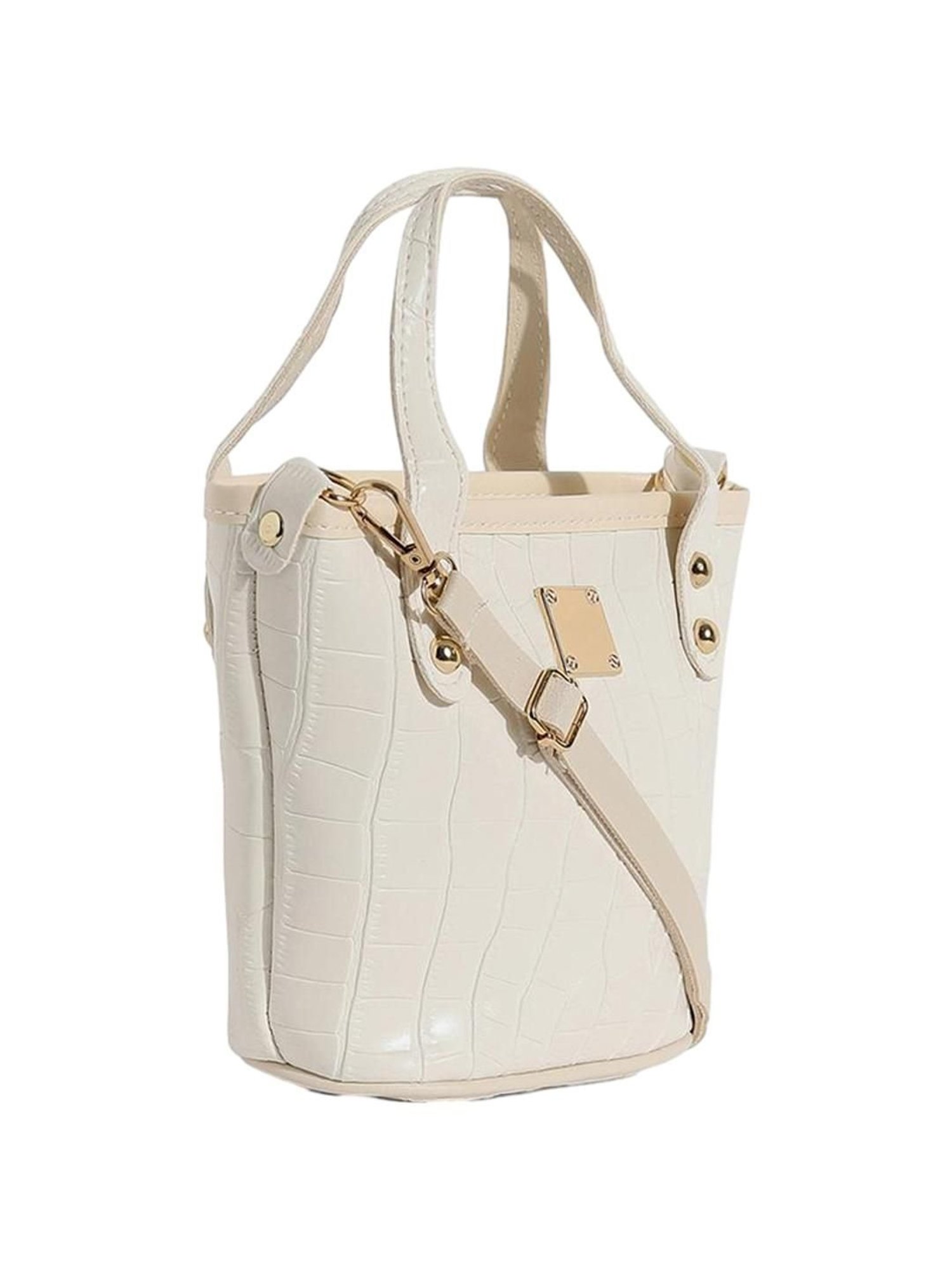 HauteSauce White Textured Small Handbag