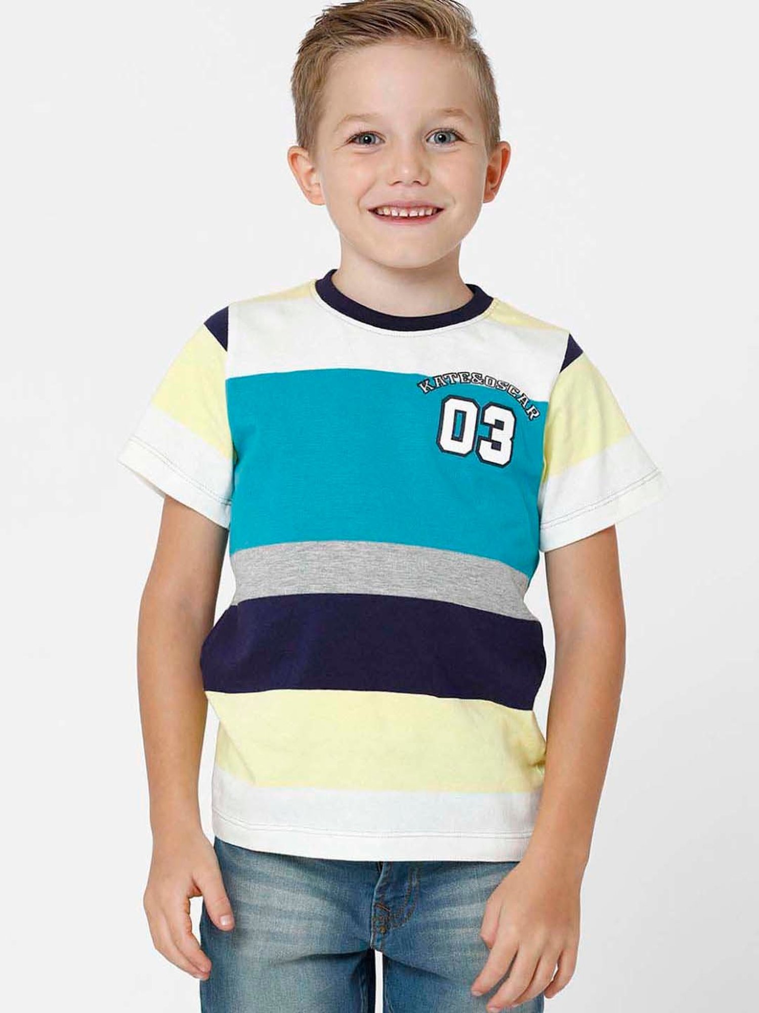 Kate & Oscar Kids Multicolor Cotton Striped T-Shirt