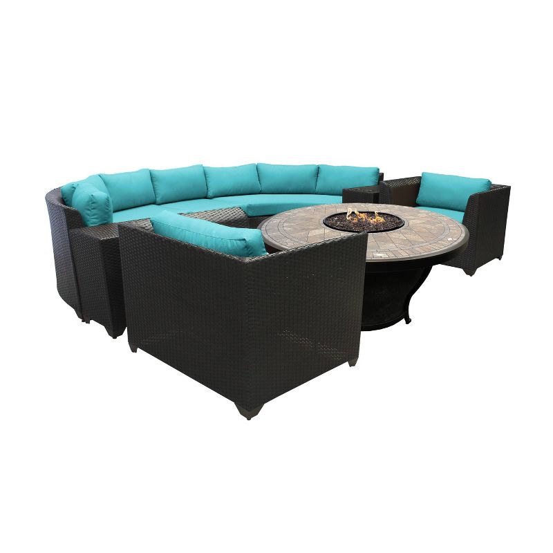 Barbados 12pc Patio Curved Sectional Seating Set with Cushions - Aruba - TK Classics