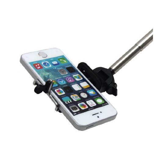 Extendable Self Portrait Selfie Handheld Stick Monopod With Smartphone Adajustable Holder For iPhone Samsung Camera With 1/4 Inch Screw Hole(red)