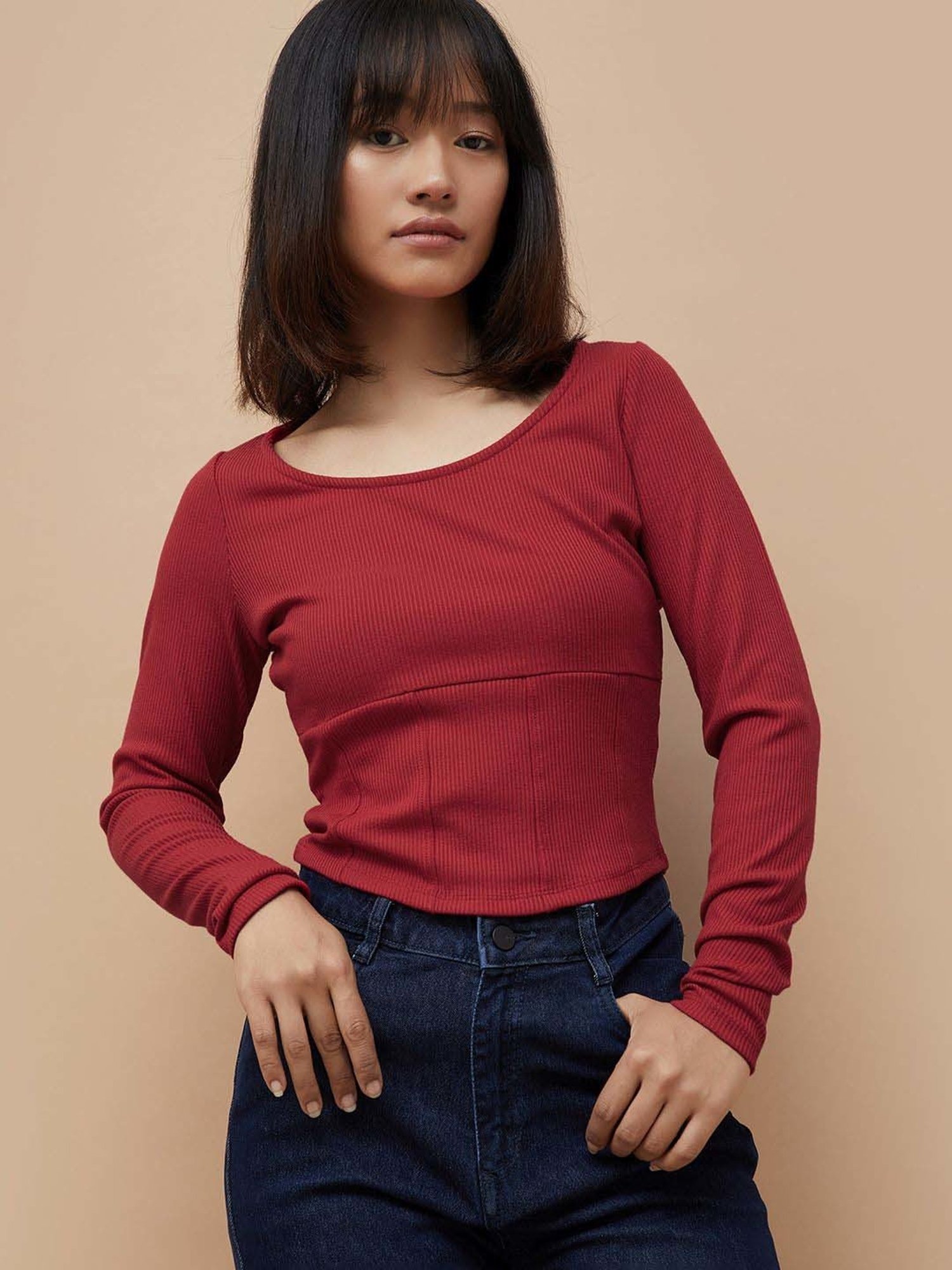 Ginger by Lifestyle Red Plain Top