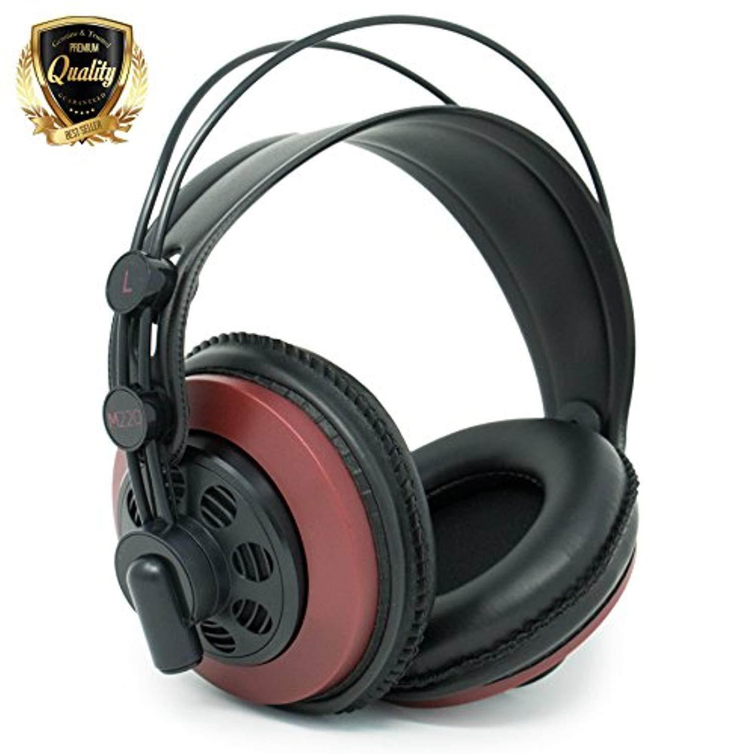 akg m220 pro stylist professional large diaphragm dj semi-open high definition over-ear studio headphones - red