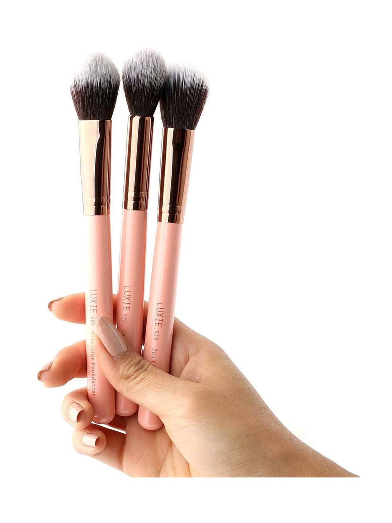Luxie Rose Gold 3 Piece Classic Face Brush Gift Set