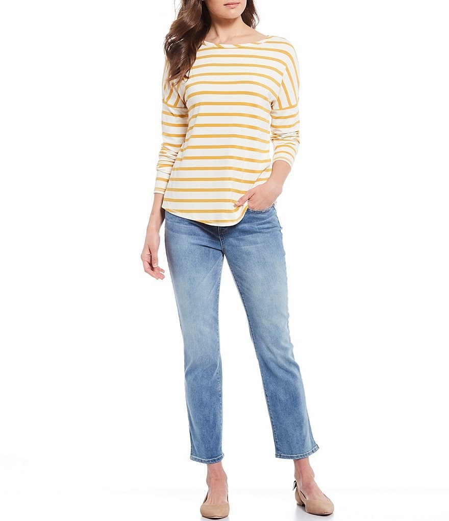 NYDJ Sheri Slim Double Button Fly Straight Leg Ankle Jeans