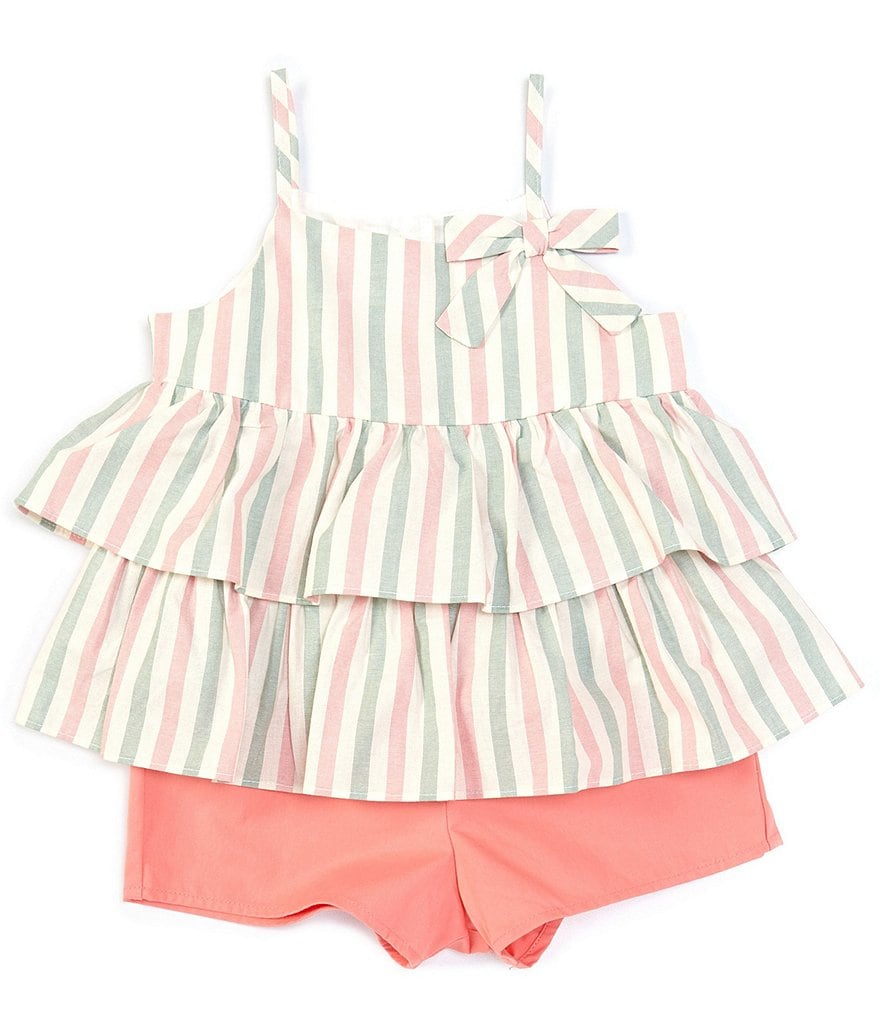 Ally B Big Girls 7-16 Flutter-Sleeve Dotted Top & Shorts Set