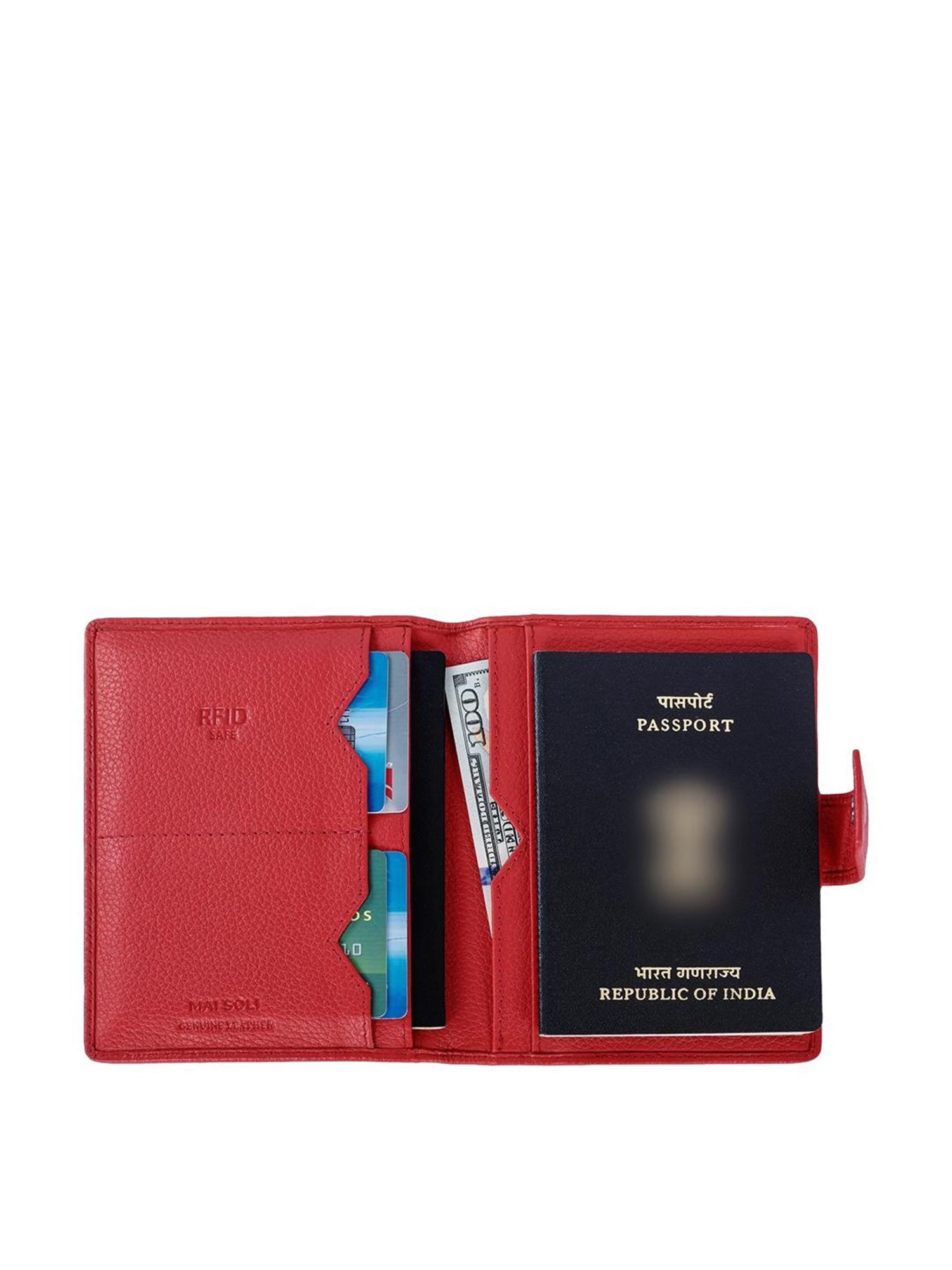 Mai Soli Gypsy Red Formal Leather Passport Wallet for Unisex