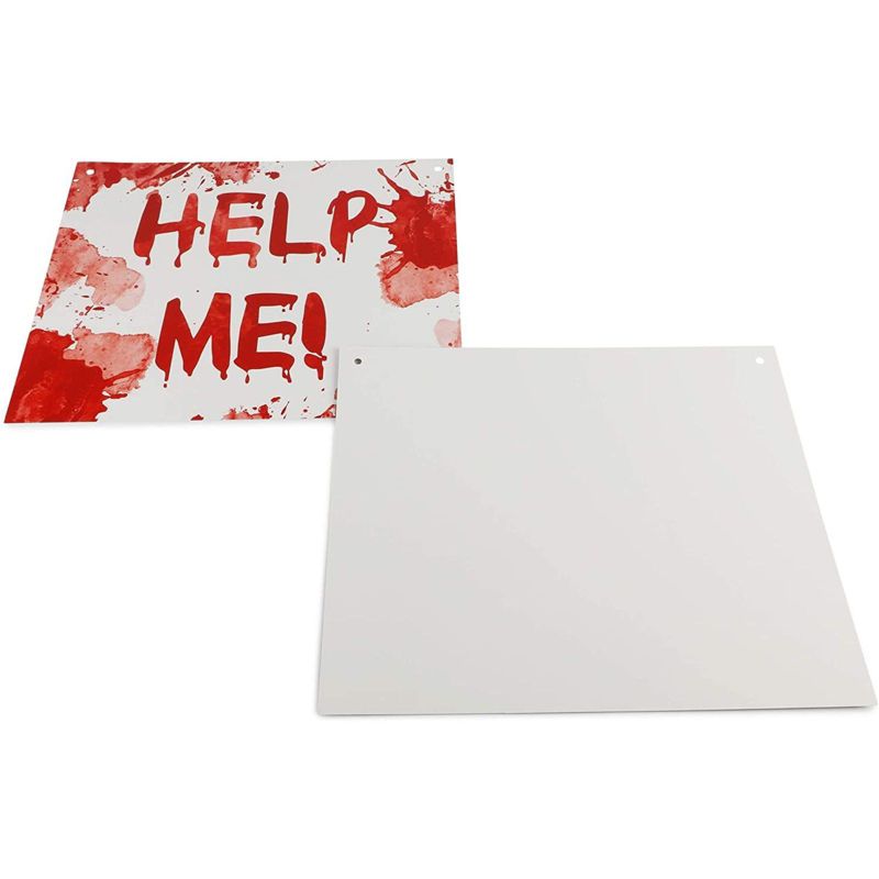 Spooky Central 12 Pack Halloween Party Decorations, Beware Signs with Rope (11.8 x 9.8 In)