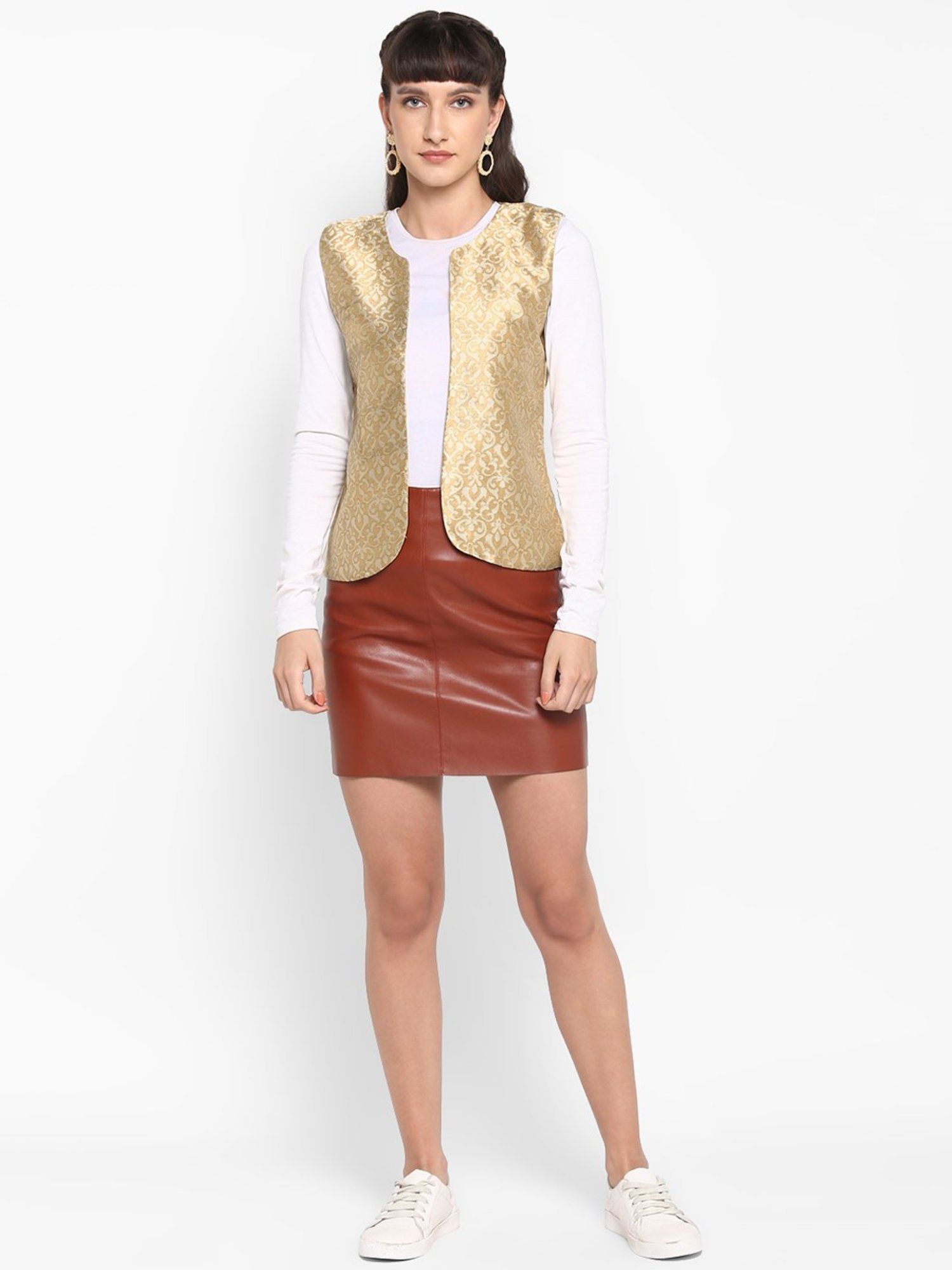 Hangup Golden Jacquard Pattern Shrug