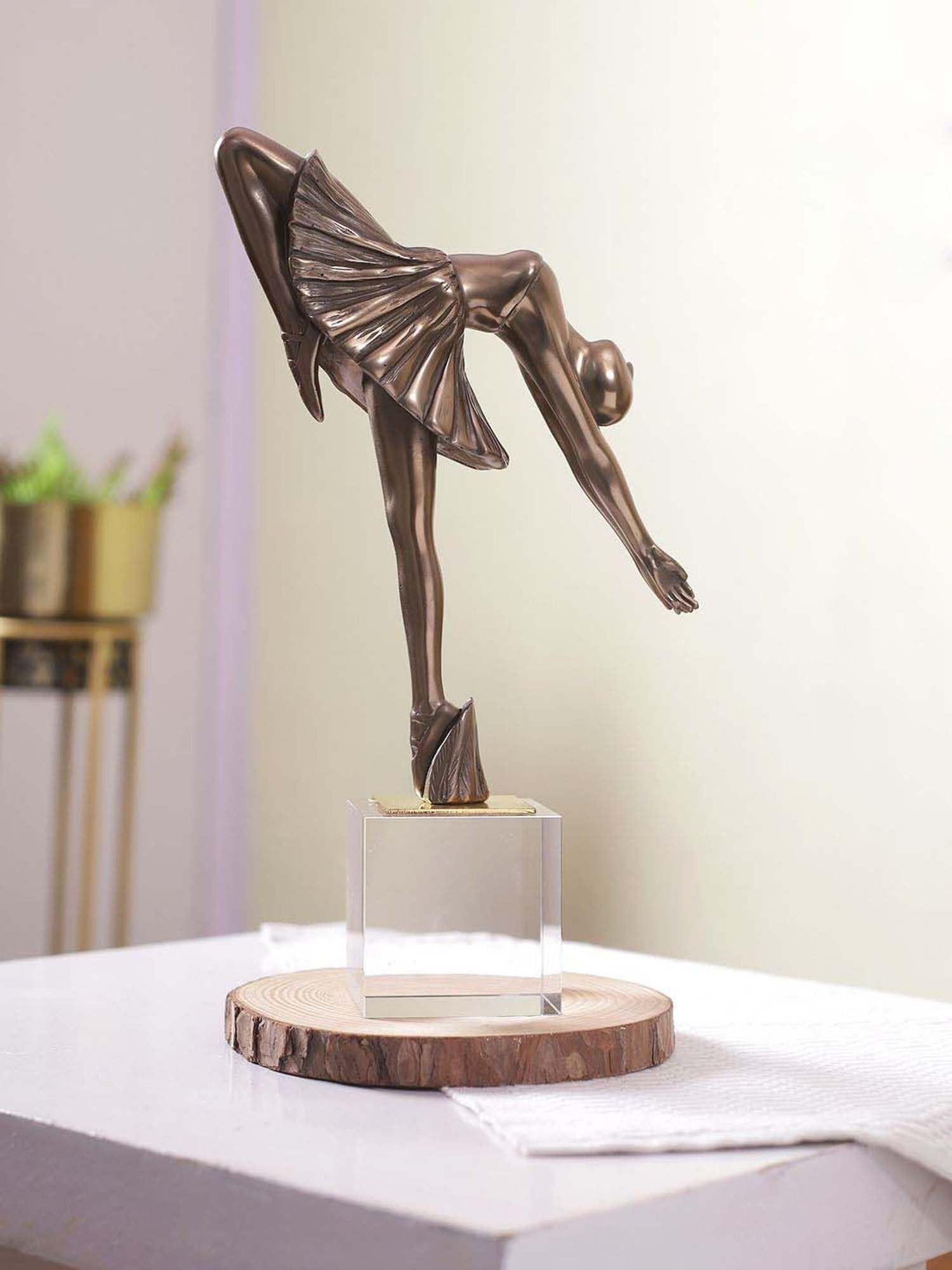 Tayhaa Brown & Transparent Polyresin Frolic Dancing Ballerina Showpiece