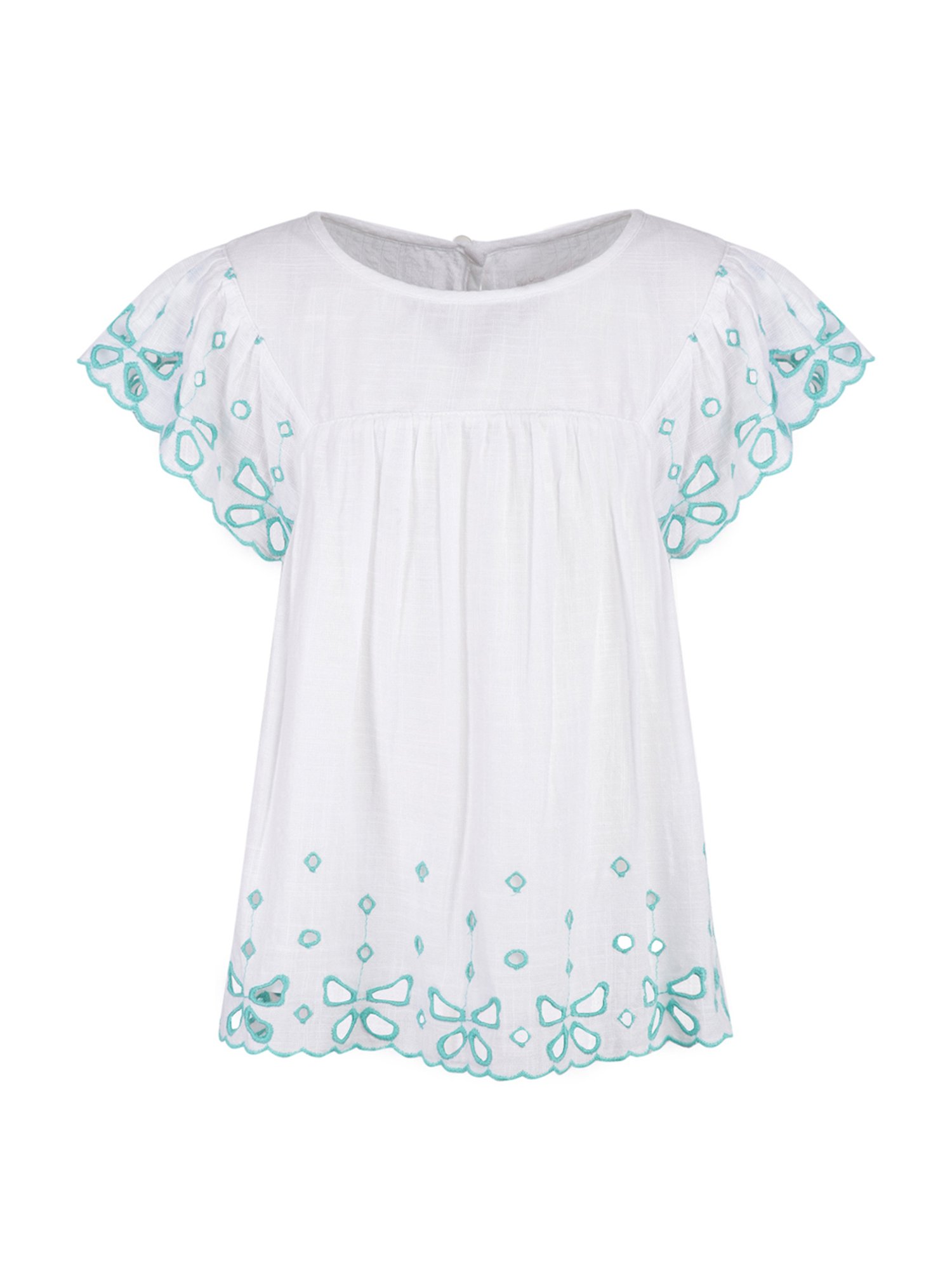 A Little Fable Kids Butterfly White Cotton Embroidered Top