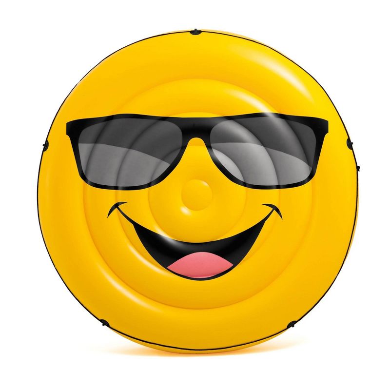 Intex Giant Inflatable Emoji Cool Guy Island Lounger Ride-On Swimming Pool Float