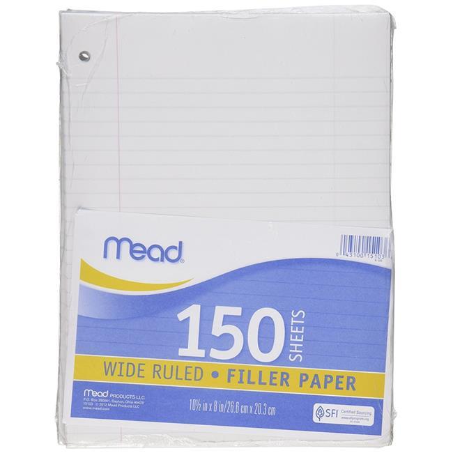Pacon Filler Paper 8"x10-1/2" 3/8" Rld 200 Shts White MMK09202