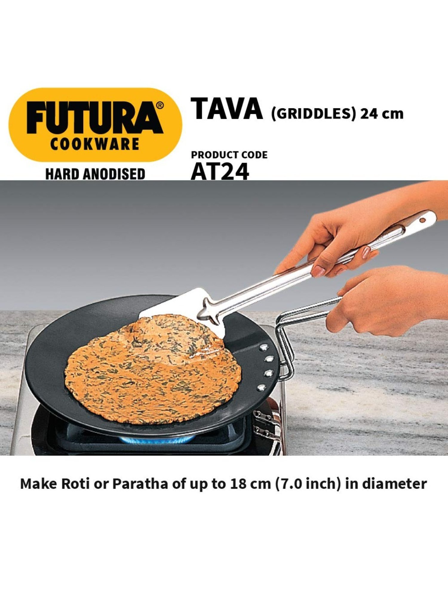 Nirlon Pure Grade Virgin Aluminium Non-stick Induction Base Flat Tawa - 26 cm Diameter