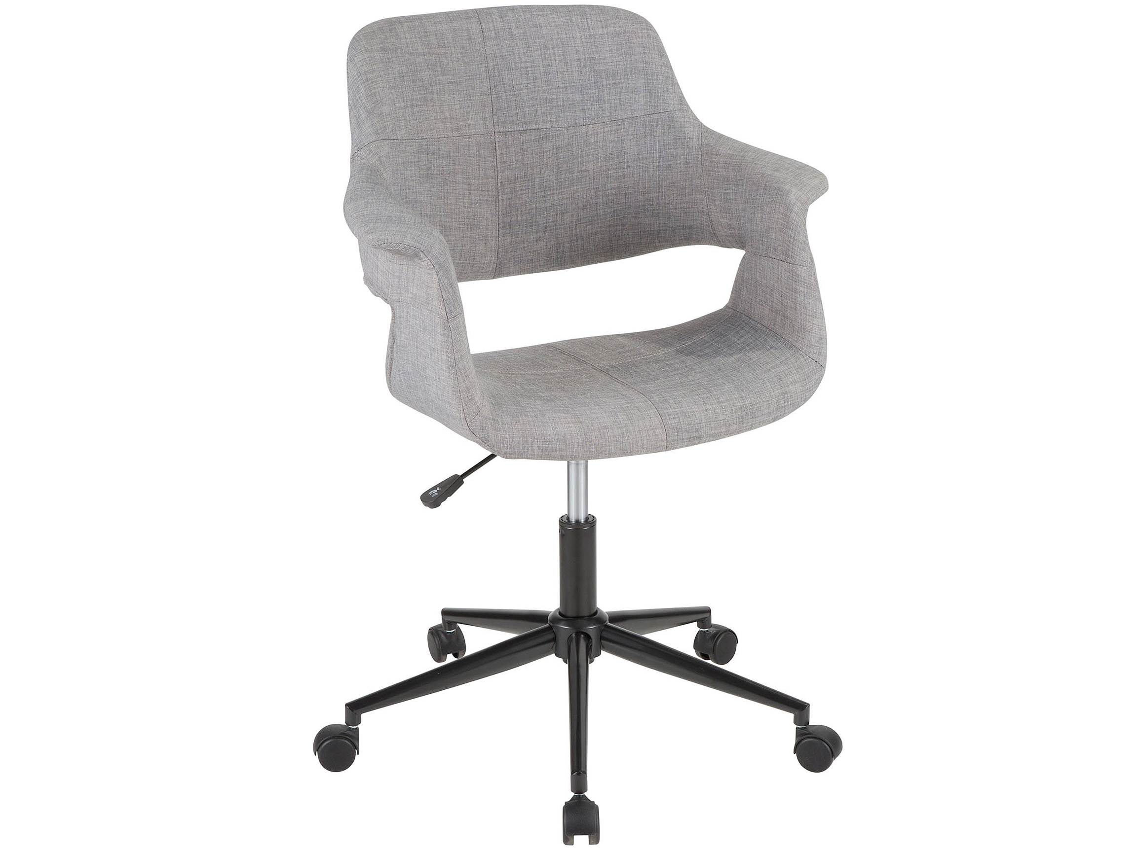 Vintage Flair Mid-Century Modern Office Chair in Grey with Black Metal Base by LumiSource