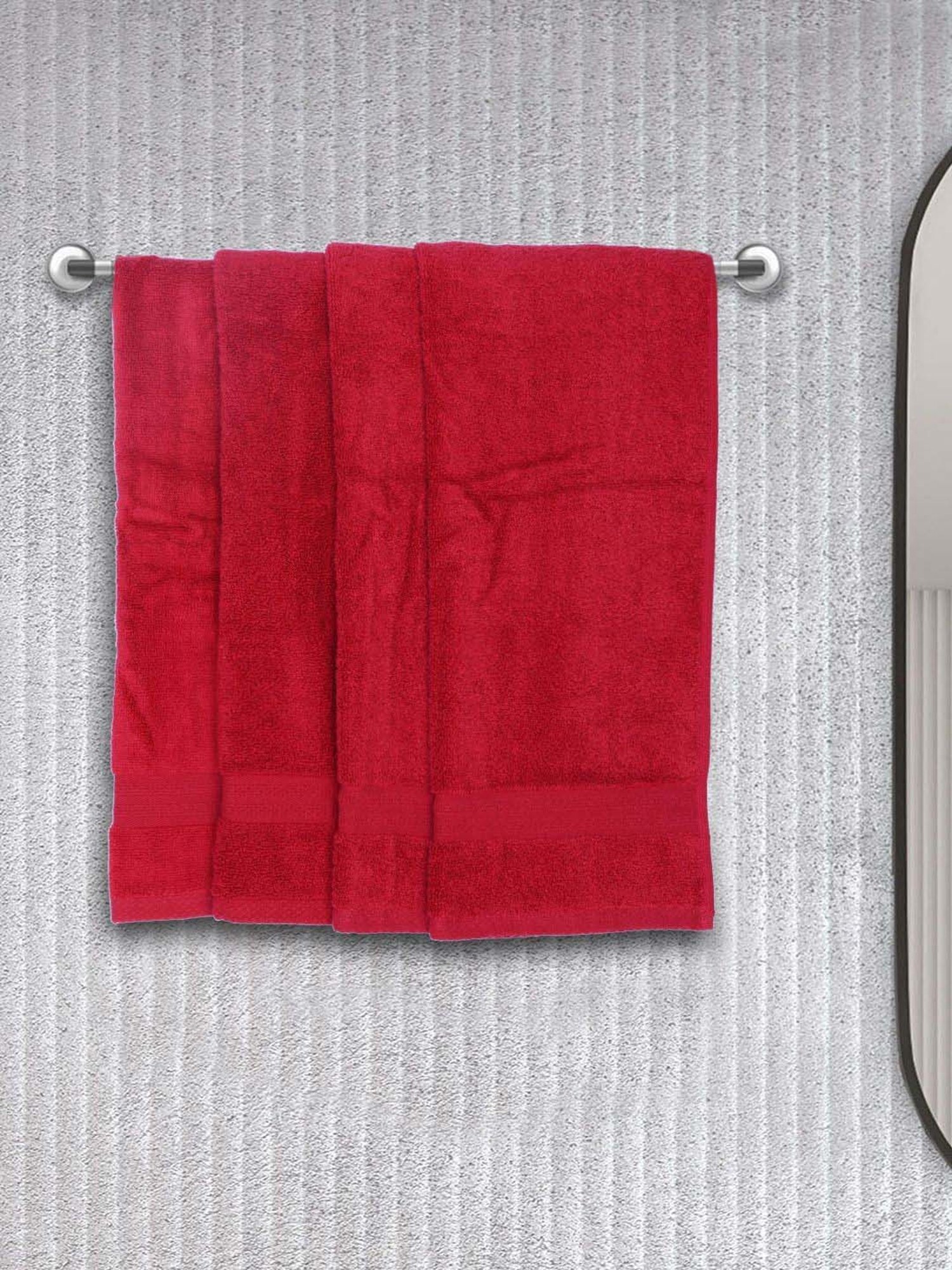 BIANCA Zero-Twist 100% Cotton Ultra-Fluffy Towels -4pc Hand Towel (paradiso) solid-burgundy