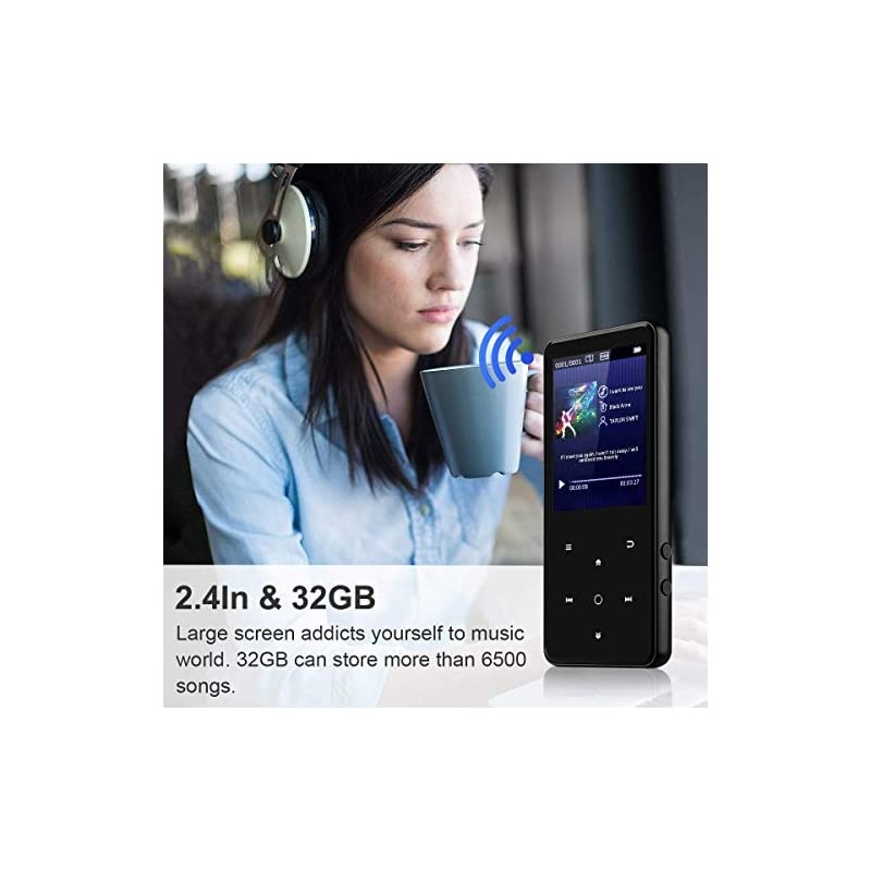 MP3 Player  32GB MP3 Player with Bluetooth 40Portable Sports Music Player 24 Screen Builtin Speaker with Voice RecorderFM RadioText Reading HiFi Lossless Sound 32GB
