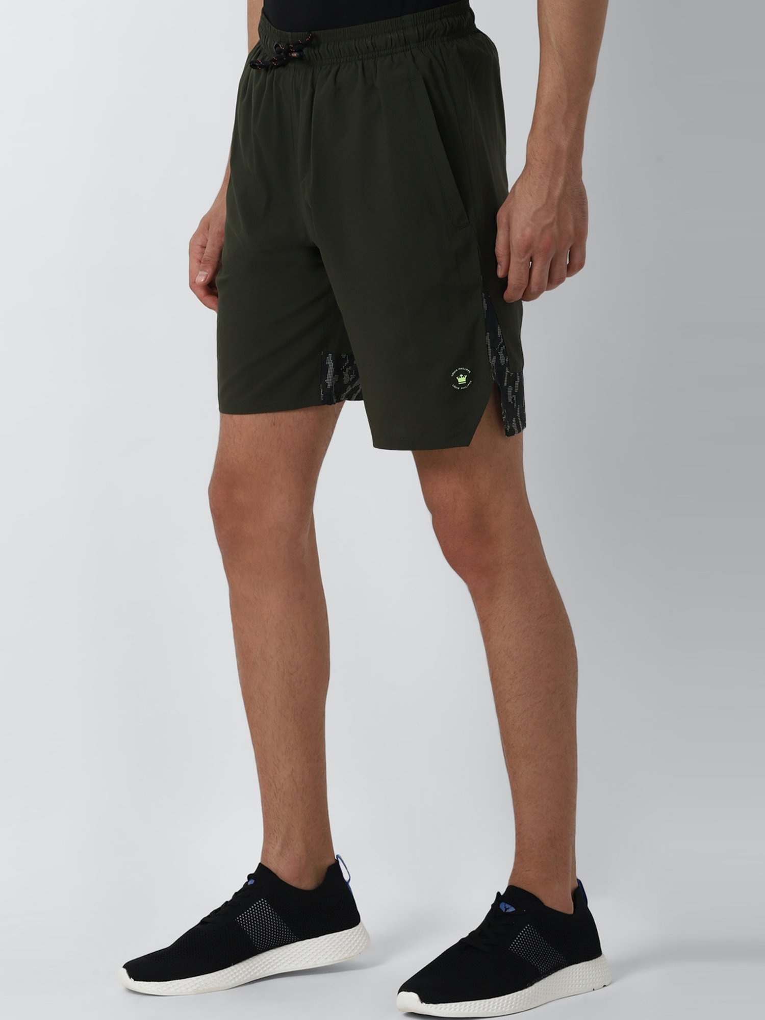 Louis Philippe Olive Green Slim Fit Shorts