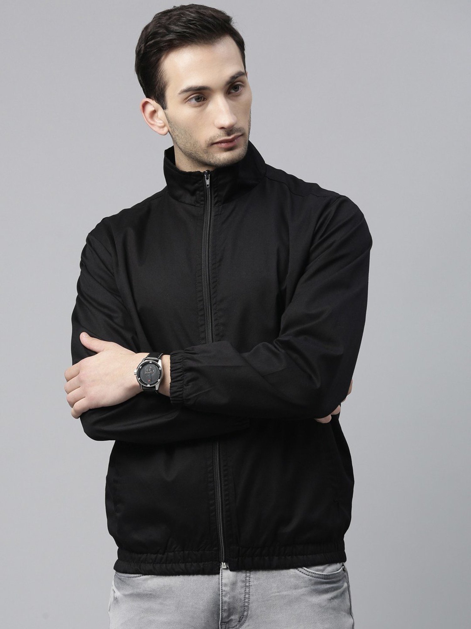 CINOCCI Black Cotton Slim Fit Jacket