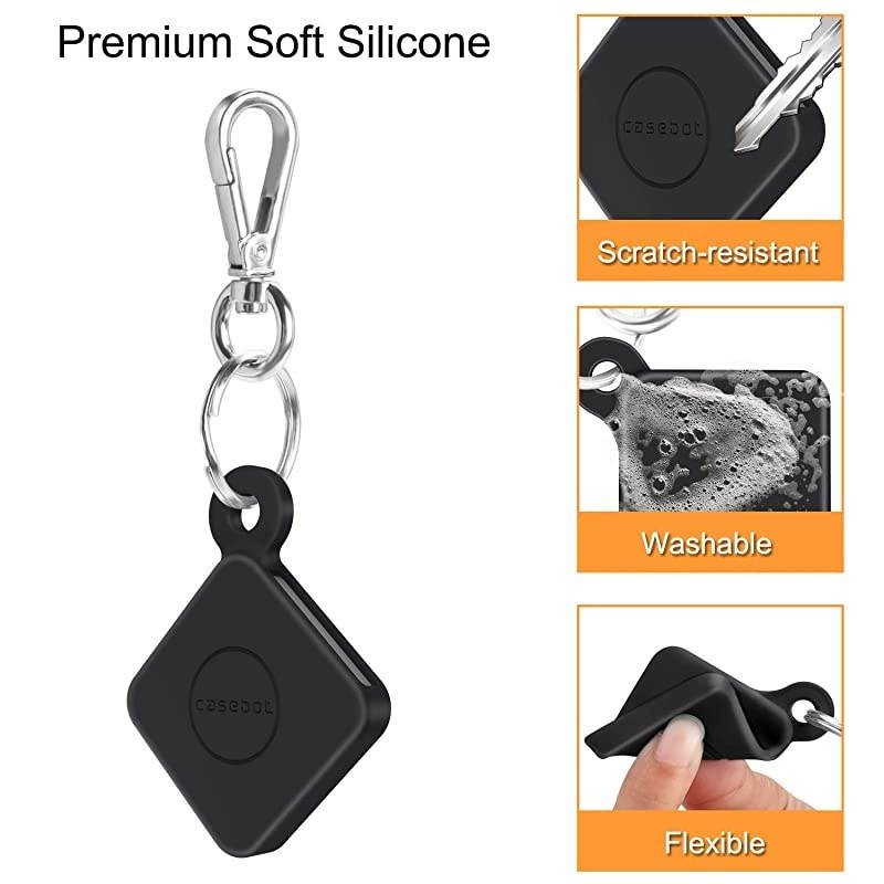 2 Pack  Silicone Case with Carabiner Keychain for Tile Mate 2020 amp 2018 AntiScratch Lightweight Soft Protective Sleeve Skin Cover Black