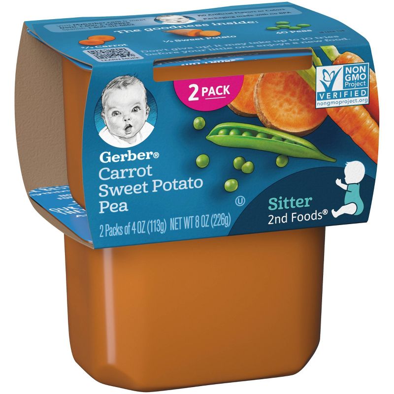 Gerber Sitter 2nd Foods Carrot Sweet Potato Pea Baby Meals - 2ct/4oz Each