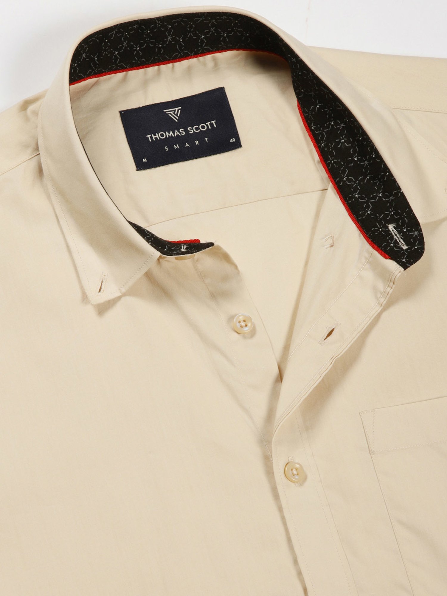 Thomas Scott Beige Smart Fit Cotton Shirt
