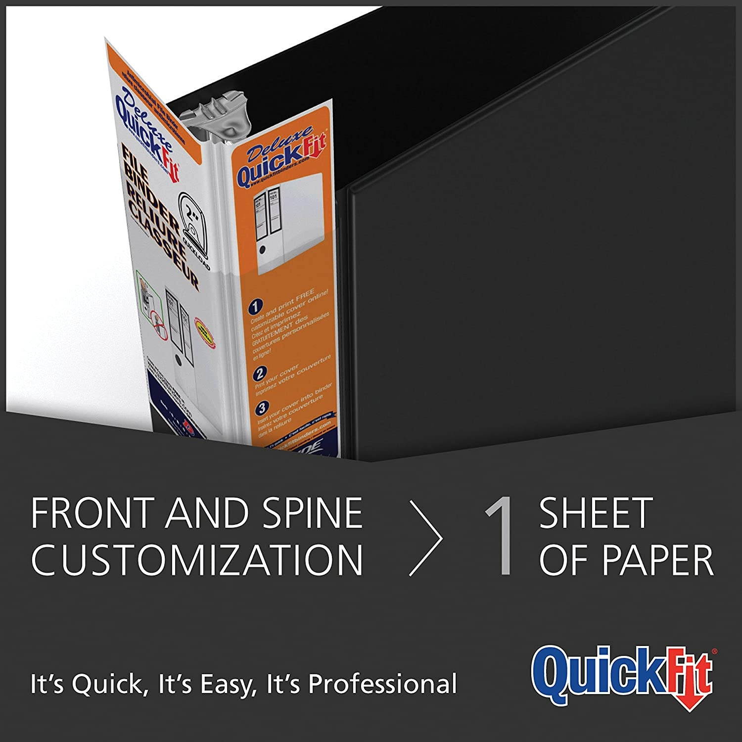 QuickFit PRO Heavy Duty Single Touch View Binder, 1 Inch, Locking D Ring, Black, 6 Pack (90011-06)