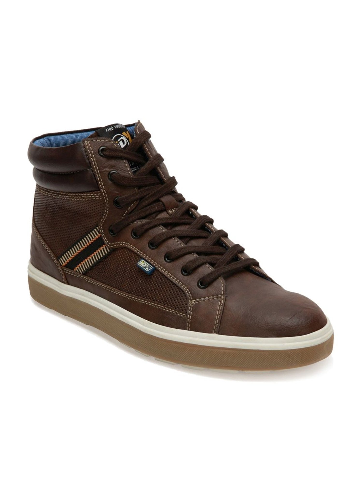 ID Men's Brown Ankle High Sneakers