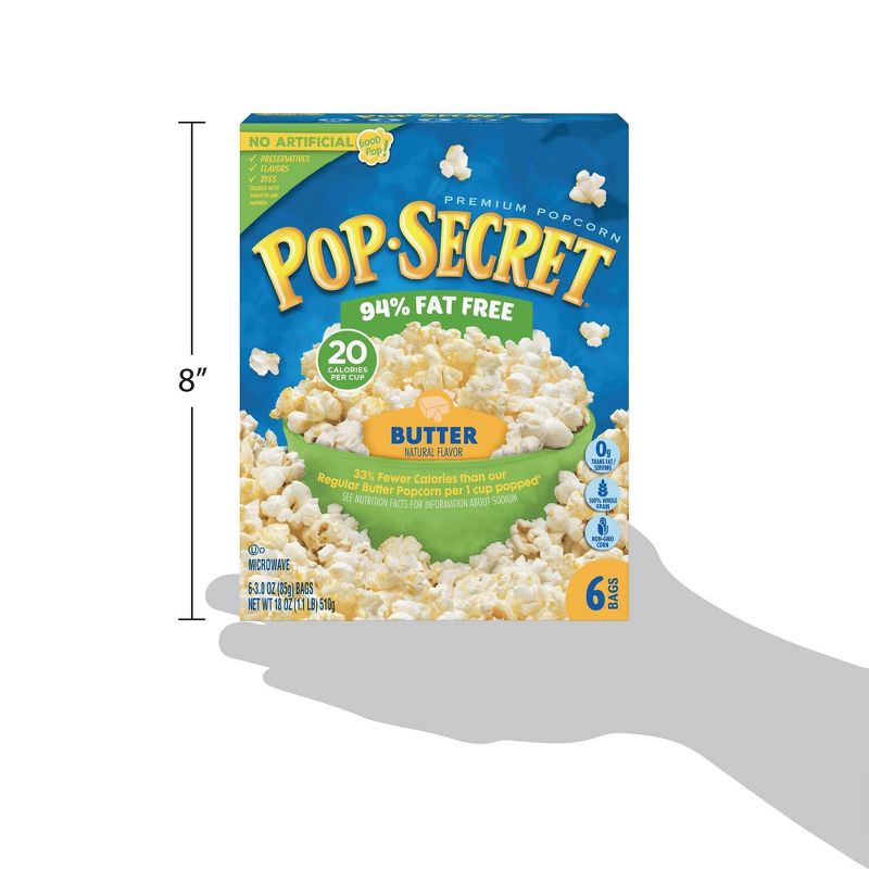 Pop Secret Butter 94% Fat Free Popcorn - 18oz/6ct