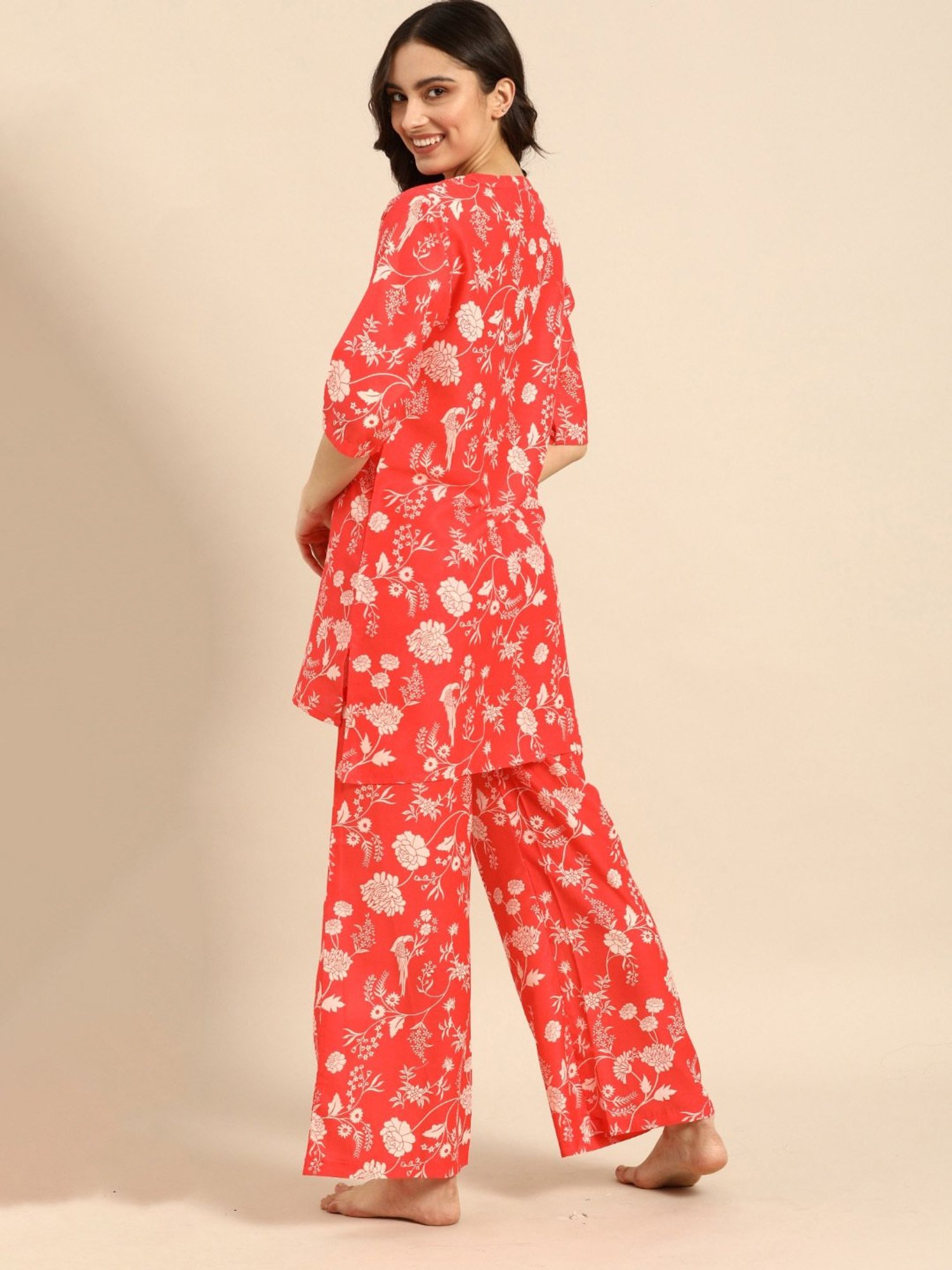 Clt.s Orange Printed Tunic With Palazzos