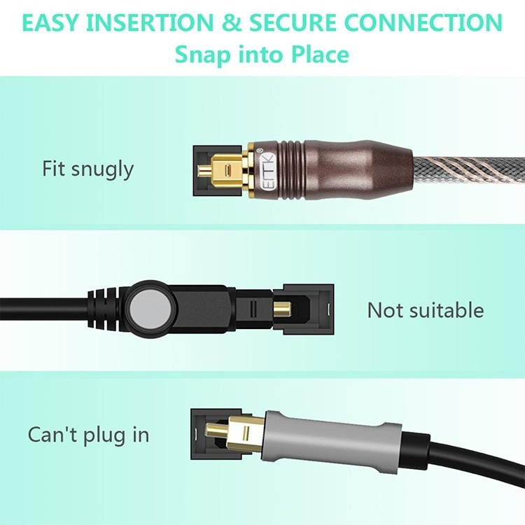 20m EMK OD6.0mm Toslink Square Port to Square Port TV Digital Audio Optical Fiber Connecting Cable