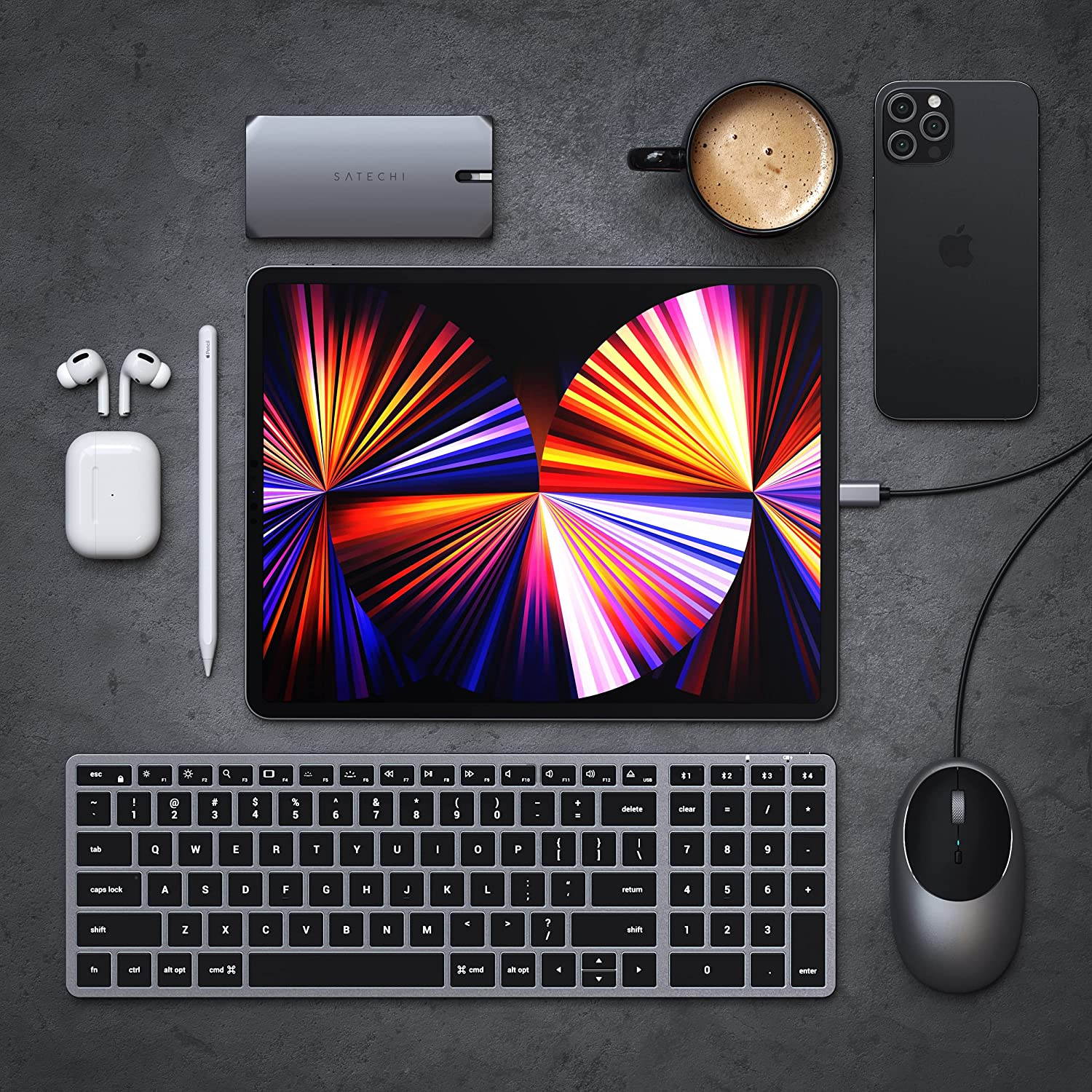 Satechi Slim X2 Bluetooth Backlit Keyboard with Numeric Keypad &ndash; Illuminated Keys & Multi-Device Sync &ndash; Compatible with 2021 iMac, 2020 MacBook Pro, 2021 iPad Pro, 2012 & Newer Mac Devices