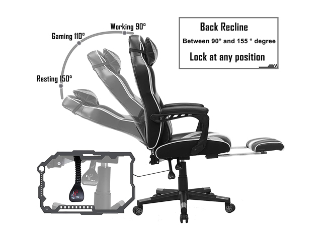 Zeanus Pink Ergonomic Gaming Chair for Girl, Gaming Chair with Footrest, Gaming Chair for Adults, High Back Racing Chair, Computer Chair with Massage, E-Sports Gamer Chair, Big and Tall Gaming Chair